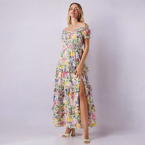 NWT ASTR the Label Women's Off the Shoulder Floral Maxi Dress - Picture 3 of 7